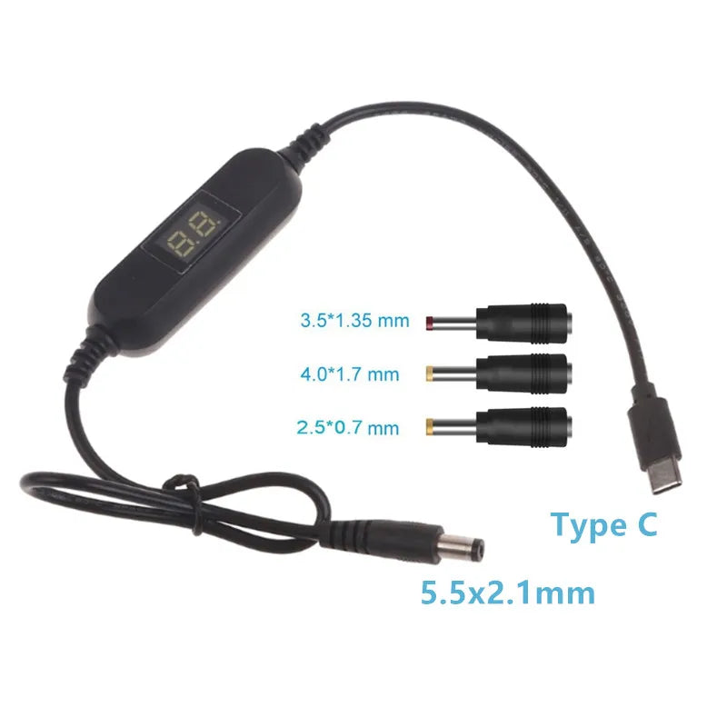 USB C Typ C 5V bis 1,2 V 3V 4,5 V 6V 7,5 V 9V 12V 2,5mm/3,5mm/4,0mm/5,5mm einstellbares Spannungs kabel Step-Up-Down-Wandler kabel