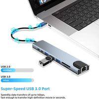 USB 3.0 Typ C HUB USB C Dockingstation zu HDMI 4K 30HZ Typ C zu RJ45 100Mbps Ethernet Adapter VGA Extender Kopfhörer PD 100W