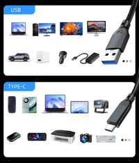 USB 3.2 3.1 Gen2 10 Gbit/s USB-A auf Typ C Kabel USB-C Datenübertragungskabel QC 3.0 60 W Schnellladekabel für USB HUB SSD Box Wire