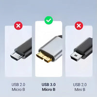 USB-C-auf-Micro-B-Kabel 3.0 (5 Gbit/s), Typ-C-Stecker auf Micro-B-Buchse, für externe Festplatte/SSD (Toshiba, WD, Seagate), MacBook, Laptop