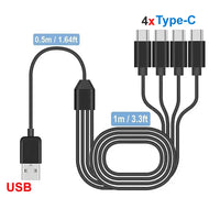 USB-C-Splitter-Multi-Ladekabel, USB-A/C-auf-Typ-C-Ladekabel, mit 4 Typ-C-Anschlüssen für Mobiltelefone, Tablets und mehr