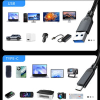 USB 3.2 3.1 Gen2 10 Gbit/s USB-A auf Typ C Kabel USB-C Datenübertragungskabel QC 3.0 60 W Schnellladekabel für USB HUB SSD Box Wire