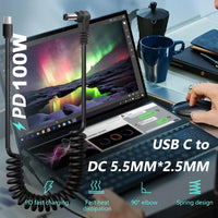 USB C auf DC 5,5 mm x 2,5 mm Netzkabel, USB Typ C PD-Eingang auf DC 20 V 5 A Ausgangsstromkabel, zum Aufladen im Freien, im Studio und auf Reisen