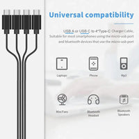 USB-C-Splitter-Multi-Ladekabel, USB-A/C-auf-Typ-C-Ladekabel, mit 4 Typ-C-Anschlüssen für Mobiltelefone, Tablets und mehr