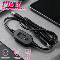 USB-C zu DC Stromkabel 140W PD Typ-C zu 5V 9V 12V 15V 20V 28V Einstellbarer Spannungsadapter Anschlusskabel für Laptops Router