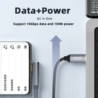 USB C zu C Kabel USB 3,1 Typ C 10 Gbit/s 100W Daten verlängerung kabel 90 Grad niedriges Profil abgewinkelt 1,5 m