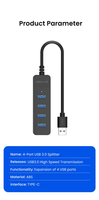 USB 3.0 Netzteil 4-Port Multi USB Splitter Hub USB Hub 2.0 Typ C HUB Mehrere Expander Hohe Geschwindigkeit für Computer Zubehör