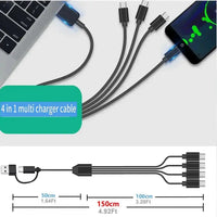 USB-C-Splitter-Multi-Ladekabel, USB-A/C-auf-Typ-C-Ladekabel, mit 4 Typ-C-Anschlüssen für Mobiltelefone, Tablets und mehr