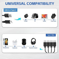 USB-C-Splitter-Multi-Ladekabel, USB-A/C-auf-Typ-C-Ladekabel, mit 4 Typ-C-Anschlüssen für Mobiltelefone, Tablets und mehr