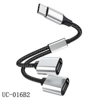 USB-C-Stecker auf 2 3-Buchse Typ C OTG-Verlängerungsleitung Y-Splitter Datenladekabel Netzteil Konverter Splitter