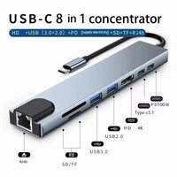 USB C Hub USB Hub 3.0, Aluminium 7-in-1 USB Extender, USB Splitter mit 1 x USB 3.0, 4 x USB 2.0 und 2 x USB C Ports