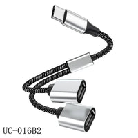 USB-C-Stecker auf 2 3-Buchse Typ C OTG-Verlängerungsleitung Y-Splitter Datenladekabel Netzteil Konverter Splitter