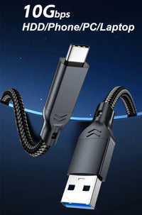 USB 3.2 3.1 Gen2 10 Gbit/s USB-A auf Typ C Kabel USB-C Datenübertragungskabel QC 3.0 60 W Schnellladekabel für USB HUB SSD Box Wire