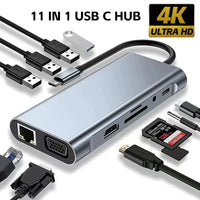 USB C Hub USB Hub 3.0, Aluminium 7-in-1 USB Extender, USB Splitter mit 1 x USB 3.0, 4 x USB 2.0 und 2 x USB C Ports