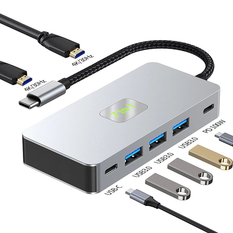 USB C HUB 4K Switch Control 3 Monitor Synchron Display Konverter 4 Ports Typ C USB Disk Expand Adapter PD 100W Ladestation