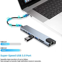 USB 3.0 Typ C HUB USB C Dockingstation zu HDMI 4K 30HZ Typ C zu RJ45 100Mbps Ethernet Adapter VGA Extender Kopfhörer PD 100W