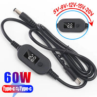 USB-C zu DC Stromkabel 140W PD Typ-C zu 5V 9V 12V 15V 20V 28V Einstellbarer Spannungsadapter Anschlusskabel für Laptops Router
