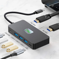 USB C HUB 4K Switch Control 3 Monitor Synchron Display Konverter 4 Ports Typ C USB Disk Expand Adapter PD 100W Ladestation