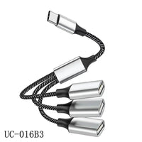 USB-C-Stecker auf 2 3-Buchse Typ C OTG-Verlängerungsleitung Y-Splitter Datenladekabel Netzteil Konverter Splitter