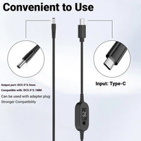 USB-C zu DC Stromkabel 140W PD Typ-C zu 5V 9V 12V 15V 20V 28V Einstellbarer Spannungsadapter Anschlusskabel für Laptops Router