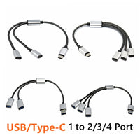 USB-C-Stecker auf 2 3-Buchse Typ C OTG-Verlängerungsleitung Y-Splitter Datenladekabel Netzteil Konverter Splitter