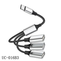 USB-C-Stecker auf 2 3-Buchse Typ C OTG-Verlängerungsleitung Y-Splitter Datenladekabel Netzteil Konverter Splitter