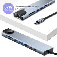 USB 3.0 Typ C HUB USB C Dockingstation zu HDMI 4K 30HZ Typ C zu RJ45 100Mbps Ethernet Adapter VGA Extender Kopfhörer PD 100W