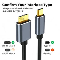 USB-C-auf-Micro-B-Kabel 3.0 (5 Gbit/s), Typ-C-Stecker auf Micro-B-Buchse, für externe Festplatte/SSD (Toshiba, WD, Seagate), MacBook, Laptop
