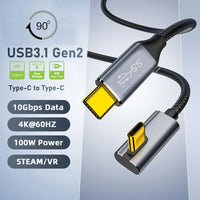 USB C zu C Kabel USB 3,1 Typ C 10 Gbit/s 100W Daten verlängerung kabel 90 Grad niedriges Profil abgewinkelt 1,5 m
